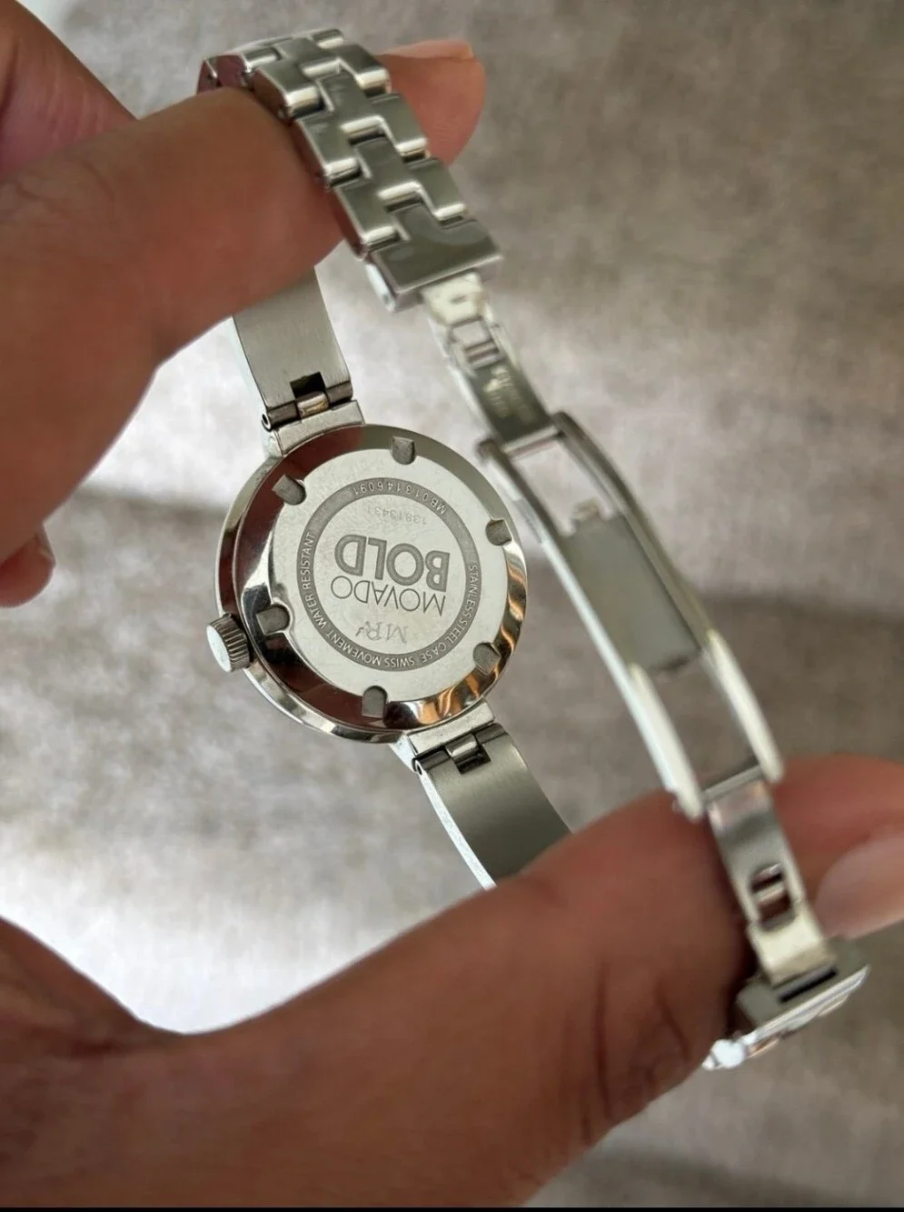 Movado Silver and Rose Gold Minimalist Bracelet Watch